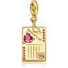 image:imageRossSimons 18kt Gold Over Sterling Reversible Paris Postcard Charm With 20 Carat Rhodolite Garnet Red Enamel and Single Amethyst