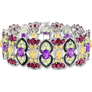 image:imageRossSimons 5235 ct tw MultiGemstone and Black Enamel Bracelet in Sterling SilverAmethyst