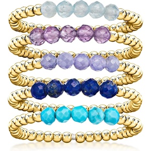 image:imageRossSimons 250 ct tw MultiGemstone and 14kt Yellow GoldPlated Jewelry Set 5 Bead Stretch RingsAmethyst