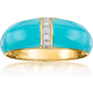 image:imageRossSimons Blue Enamel Dome Ring With Diamonds in 18kt Gold Over SterlingDiamond
