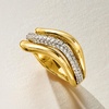 image:imageRossSimons 14kt Yellow GoldPlated Wave Ring With 70 ct tw CzsCubic Zirconia