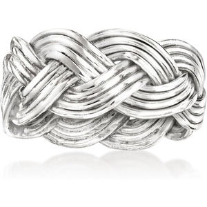image:imageRossSimons RhodiumPlated Braided RingNo Gemstone