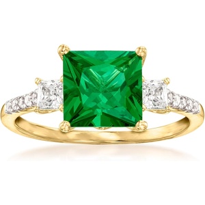 image:imageRossSimons 300 Carat Simulated Emerald and 38 ct tw CZ Ring in 18kt Gold Over SterlingEmerald
