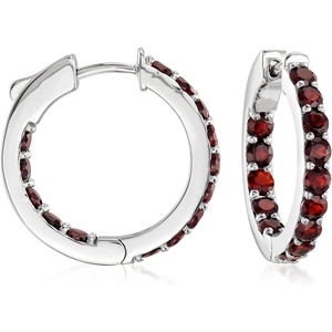 image:imageRossSimons 250 ct tw Garnet InsideOutside Hoop Earrings in Sterling Silver