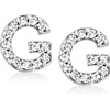 image:imagePure Collection by RossSimons Diamond Initial Stud Earrings in Sterling Silver