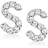 image:imagePure Collection by RossSimons Diamond Initial Stud Earrings in Sterling Silver