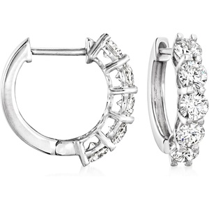 image:imageRossSimons 100 ct tw LabGrown Diamond 5Stone Hoop Earrings in 14kt White Gold