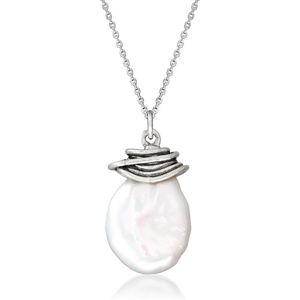 image:imageRossSimons 13mm Cultured Baroque Coin Pearl Pendant Necklace