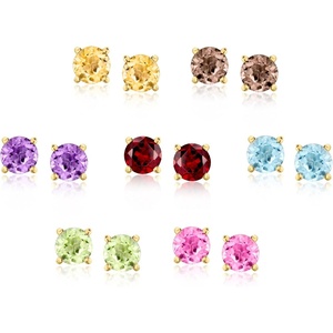 image:imageRossSimons 700 ct tw MultiGemstone Jewelry Set 7 Pairs Of Stud Earrings in 18kt Gold Over Sterling