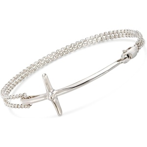 image:imageRossSimons Zina Sterling Silver Contemporary Sideways Cross Bracelet 75 inches