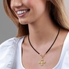 image:imageRossSimons 14kt Yellow GoldPlated Filigree Cross Charm Necklace With Black Leather CordNo Gemstone