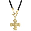 image:imageRossSimons 14kt Yellow GoldPlated Filigree Cross Charm Necklace With Black Leather CordNo Gemstone