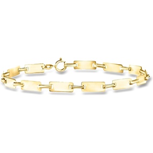 image:imageRossSimons Italian 10kt Yellow Gold Alternating Rectangular and Paper Clip Link Braceletno gemstone