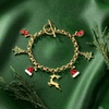 image:imageRossSimons 024 ct tw MultiGemstone Christmas Charm Toggle Bracelet With Multicolored Enamel in 18kt Gold Over SterlingEmerald