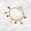 image:imageRossSimons 024 ct tw MultiGemstone Christmas Charm Toggle Bracelet With Multicolored Enamel in 18kt Gold Over SterlingEmerald