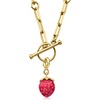 image:imageRossSimons 525 Carat Ruby Strawberry Charm With Yellow Enamel in 18kt Gold Over Sterling
