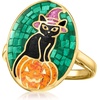 image:imageRossSimons MultiGemstone Halloween Cat and Pumpkin Mosaic Ring in 18kt Gold Over SterlingAmethyst