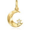 image:imagePure Collection by RossSimons 14t Yellow Gold Crescent Moon and Star Charm With Single Diamond