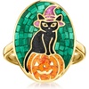 image:imageRossSimons MultiGemstone Halloween Cat and Pumpkin Mosaic Ring in 18kt Gold Over SterlingAmethyst