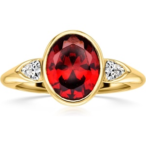 image:imageRossSimons 14kt Yellow GoldPlated Ring With Simulated Garnet and CzsNo Gemstone