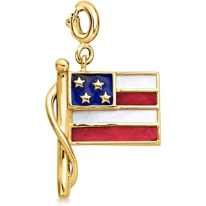 image:imageRossSimons MotherOfPearl and 230 ct tw Ruby American Flag Charm With Blue Enamel in 18kt Gold Over Sterling