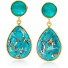 image:imageRossSimons Turquoise and 360 ct tw Green Quartz Drop Earrings in 18kt Gold Over Sterling