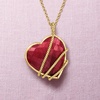 image:imageRossSimons 3000 Carat Ruby Heart Roped Pendant Necklace in 18kt Gold Over Sterling 18 inches