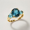image:imageRossSimons 540 ct tw Tonal Blue Topaz 3Stone Ring in 14kt Yellow GoldTopaz
