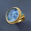 image:imageRossSimons Italian Tagliamonte Blue Venetian Glass Lion Ring With 100 ct tw Swiss Blue Topaz in 18kt Gold Over SterlingTopaz