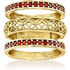 image:imageRossSimons 060 ct tw Garnet and Scrollwork Jewelry Set 3 Rings in 18kt Gold Over SterlingGarnet