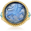 image:imageRossSimons Italian Tagliamonte Blue Venetian Glass Lion Ring With 100 ct tw Swiss Blue Topaz in 18kt Gold Over SterlingTopaz