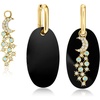 image:imageRossSimons Onyx and 100 ct tw Swiss Blue and White Topaz Jewelry Set Interchangeable Drop Earrings in 18kt Gold Over Sterling