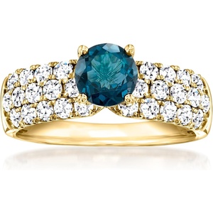 image:imageRossSimons 100 Carat London Blue Topaz Ring With 100 ct tw LabGrown Diamonds in 14kt Yellow GoldDiamond