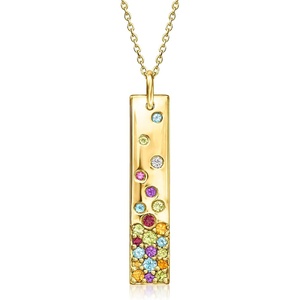 image:imageRossSimons 108 ct tw Scattered MultiGemstone Bar Pendant Necklace in 18kt Gold Over Sterling 18 inches
