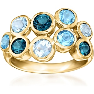 image:imageRossSimons 260 ct tw Tonal Blue Topaz Bubble Ring in 18kt Gold Over SterlingTopaz