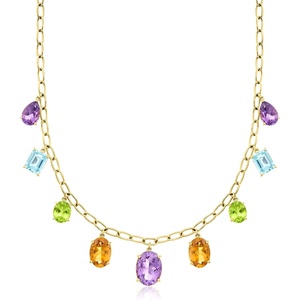 image:imageRossSimons 3430 ct tw MultiGemstone Drop Necklace in 18kt Gold Over Sterling 18 inches