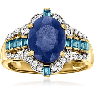 image:imageRossSimons 360 Carat Sapphire and 40 ct tw London Blue Topaz Ring With 22 ct tw Diamonds in 14kt Yellow GoldSapphire