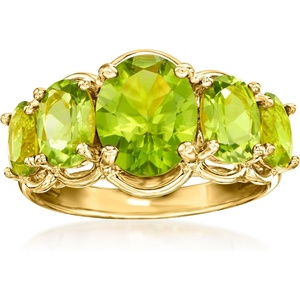 image:imageRossSimons 410 ct tw Peridot 5Stone Ring in 18kt Gold Over SterlingPeridot