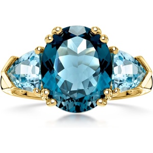 image:imageRossSimons 540 ct tw Tonal Blue Topaz 3Stone Ring in 14kt Yellow GoldTopaz