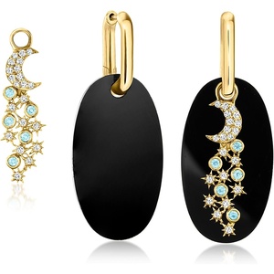 image:imageRossSimons Onyx and 100 ct tw Swiss Blue and White Topaz Jewelry Set Interchangeable Drop Earrings in 18kt Gold Over Sterling
