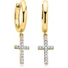 image:imageRossSimons 010 ct tw Diamond Cross Hoop Drop Earrings in 18kt Gold Over Sterling