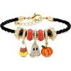 image:imageRossSimons 14kt Yellow GoldPlated and Multicolored Enamel Halloween Bead Charm Bracelet With Simulated GemsPearls and Black Cord 7 inches