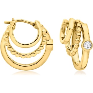 image:imageRossSimons 010 ct tw Diamond MultiHoop Earrings in 18kt Gold Over Sterling