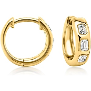 image:imageRossSimons 025 ct tw EmeraldCut LabGrown Diamond Hoop Earrings in 18kt Gold Over Sterling