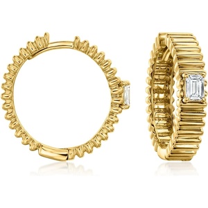 image:imageRossSimons 030 ct tw LabGrown Diamond Ridged Hoop Earrings in 18kt Gold Over Sterling