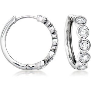 image:imageRossSimons 100 ct tw BezelSet LabGrown Diamond Hoop Earrings in Sterling Silver