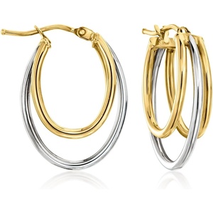 image:imageRossSimons Italian 14kt 2Tone Gold TripleOval Hoop Earrings