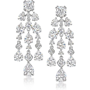 image:imageRossSimons RhodiumPlated Chandelier Earrings With 1030 ct tw Czs