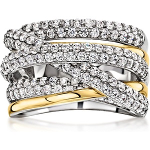 image:imageRossSimons Silver and 14kt GoldPlated Highway Ring With 200 ct tw CzsCubic Zirconia