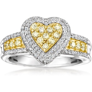 image:imageRossSimons 060 ct tw White and Yellow Diamond Heart Ring in Sterling Silverdiamondcolored